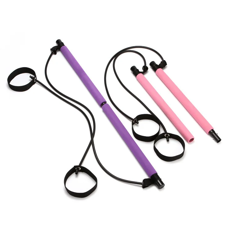 Pilates Bar Kit Portable Yoga Pilates Stick 8 Shape Chest Rally Pull Rope Muscle Toning Bar Home Gym