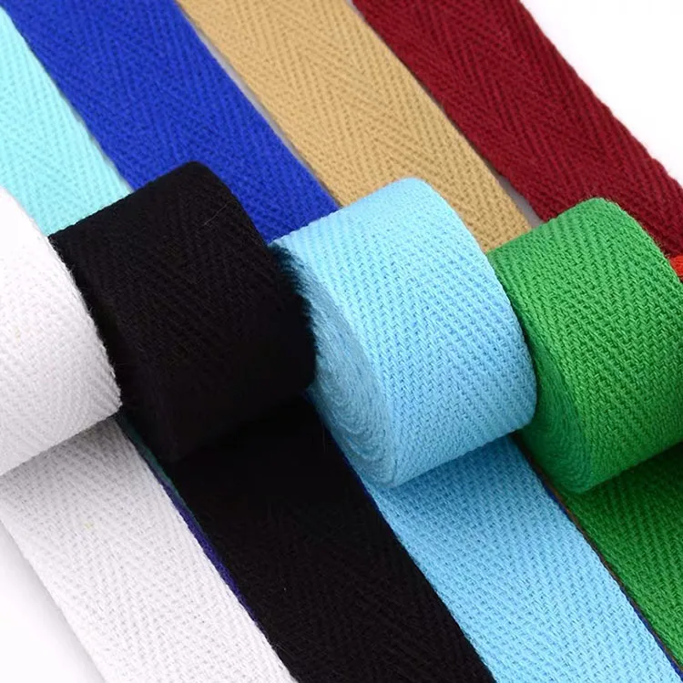 OEM Printed Woven Tape Elastic Webbing Strap Garment Reusable Web Band Cotton Webbing Textile Weaving