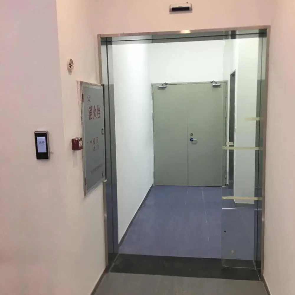 H3 project single sliding frameless automatic door with face recognition