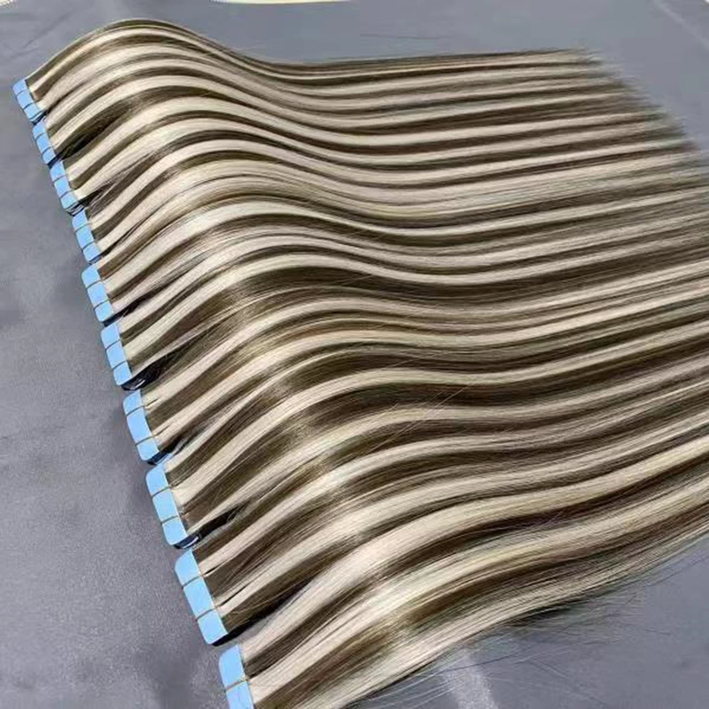 Full Cuticle Double Drawn Russian Ombre Remy Invisible Tape In Hair Extensions 100% Human Hair