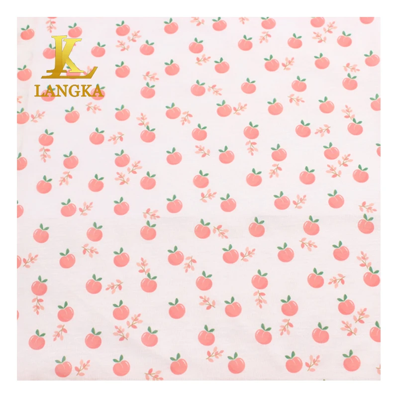 Langka factory custom digital printed 100 percent recycled polyester fabric for garment