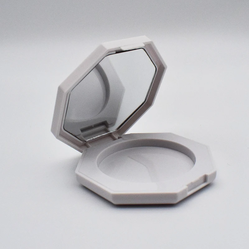 Hexagon White PVA Eco Friendly Empty Makeup Powder Bronzer Highlight Compact Case With Mirror