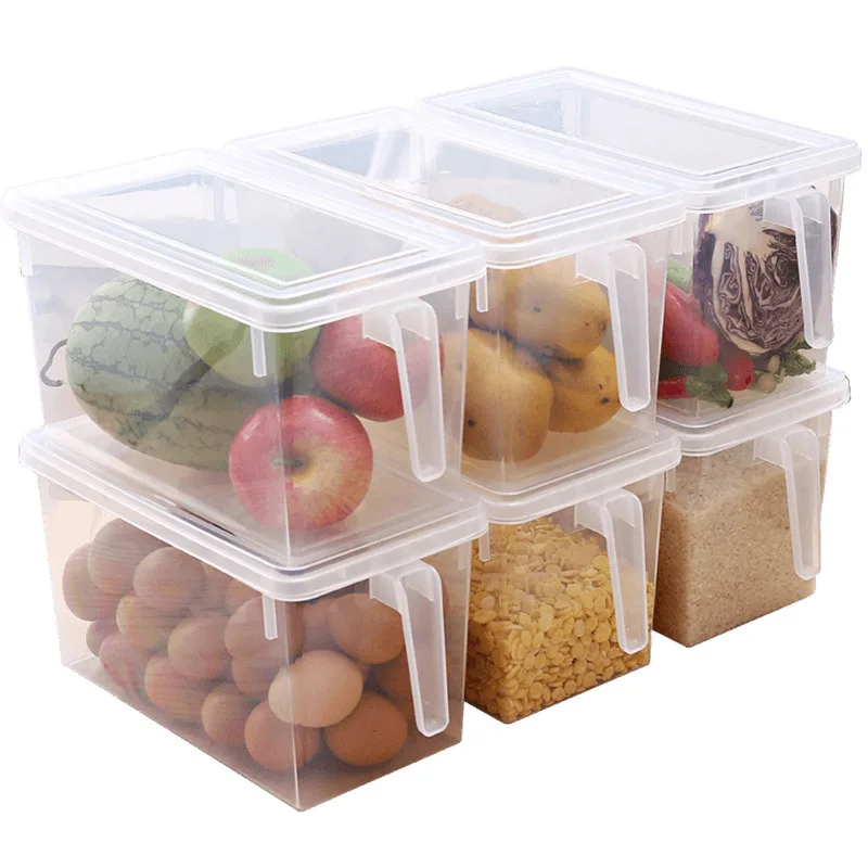 Food Grade PP Plastic Home Kitchen Refrigerator Food Ftorage Box Crisper with Handle