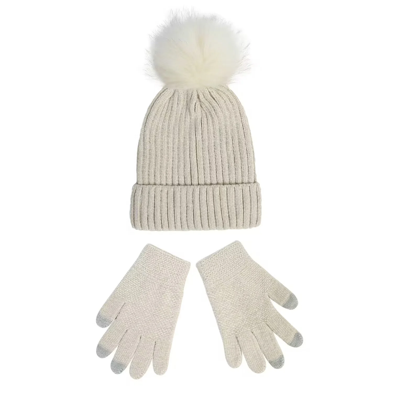 Women Beanie Hats Winter Gloves Soft Knit Warm Hat and Gloves Sets Lady Earmuffs Cap for Women Young Girls