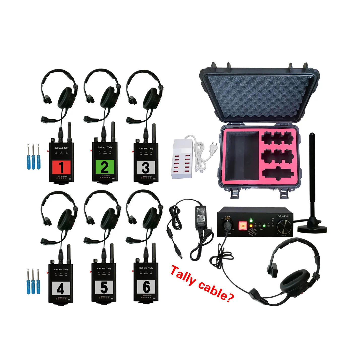 Low Price Professional 2000m Accurate Duplex 6 Channels Television Studio HD  Intercom Wireless Tally for Camera