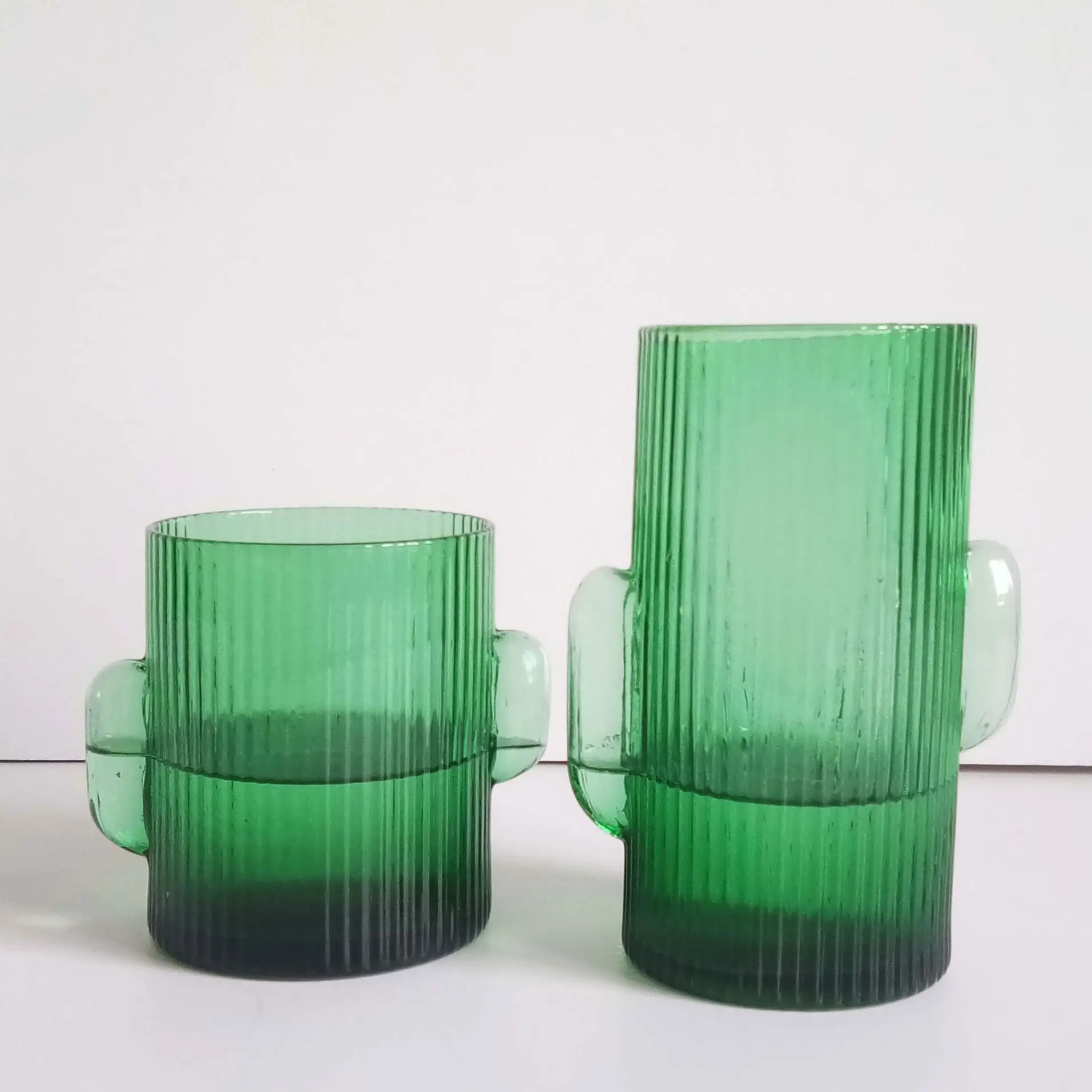 hand made lead free  green cactus glass wine decanter old fashion