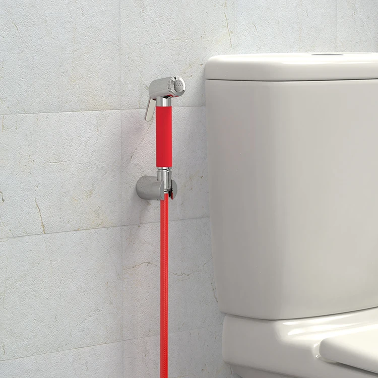 Red bidet spray shattaf toilet bidet sprayer set portable travel camping muslim shattaf for indoors and outdoors