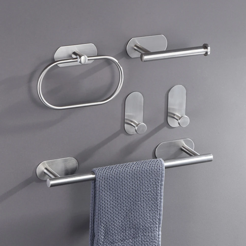 `304 stainless steel towel rack in black bathroom
