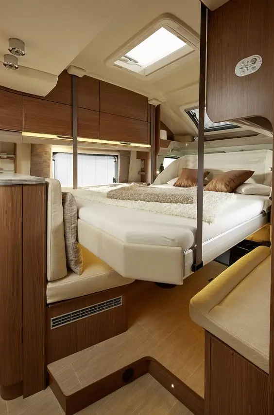 Luxury motorhome electric lift bed system aluminum frame belt motor system motorhome interior accessories