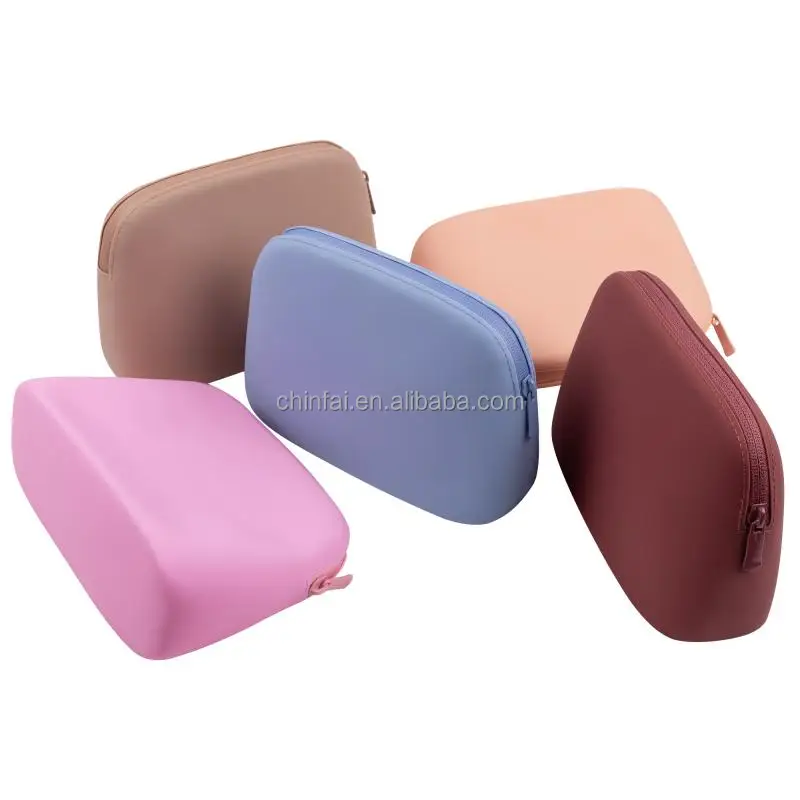 2024 Eco-Friendly Foldable Waterproof BPA Free Silicone Make up Organizer Cosmetic Bag & Case for Girls Women Travel