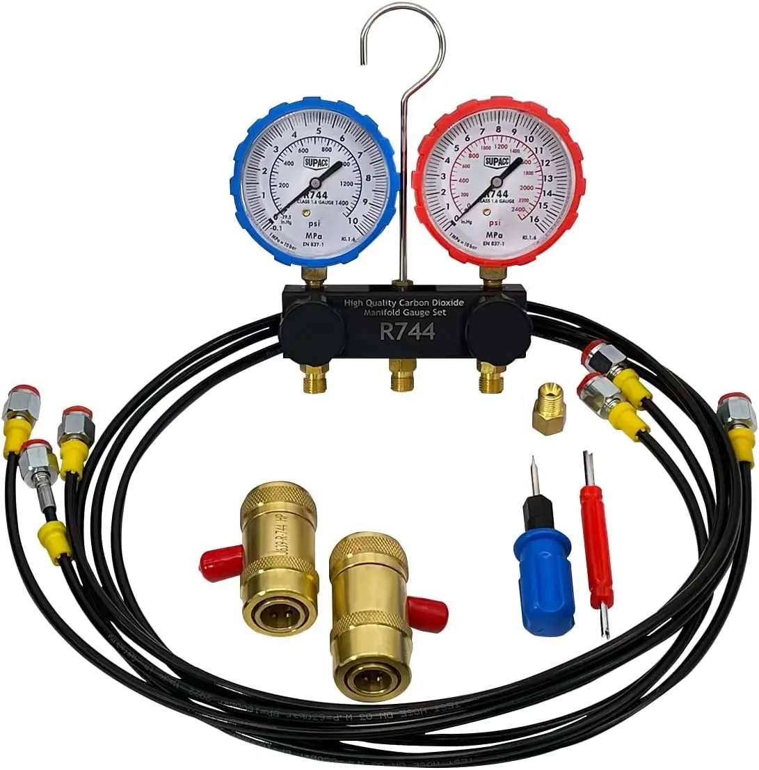 R744 DIGITAL Manifold gauge set  Aluminum Valve connection 1/4  Refrigerant Charging Tool Electronic Pressure regulator