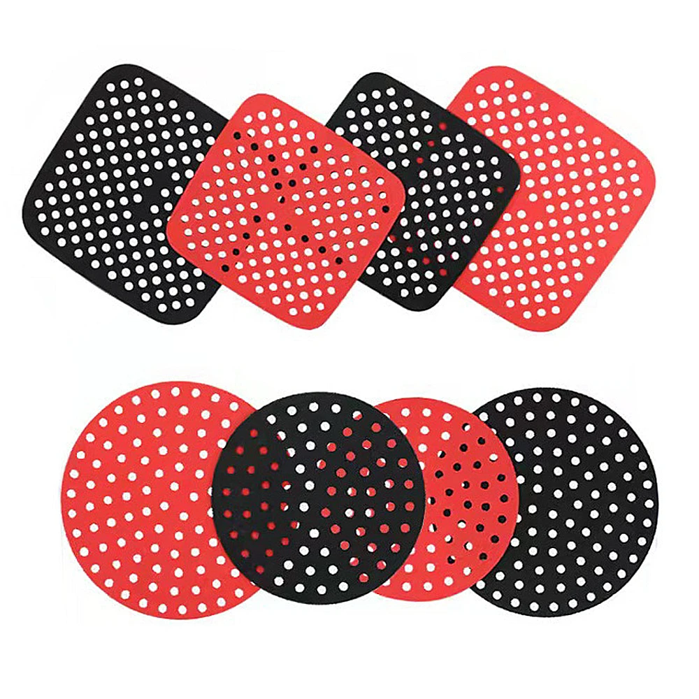 7.5' and 8.5' Reusable Square Frying Pan Liner Silicone Air Fryer Mat For Air Fryer Basket And More
