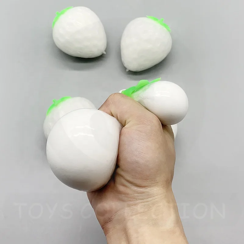 Wholesale TPR Squeeze Fruit Toys Flour Ball PVA Strawberry UV Change Color Decompression Fidget Toy For Kids