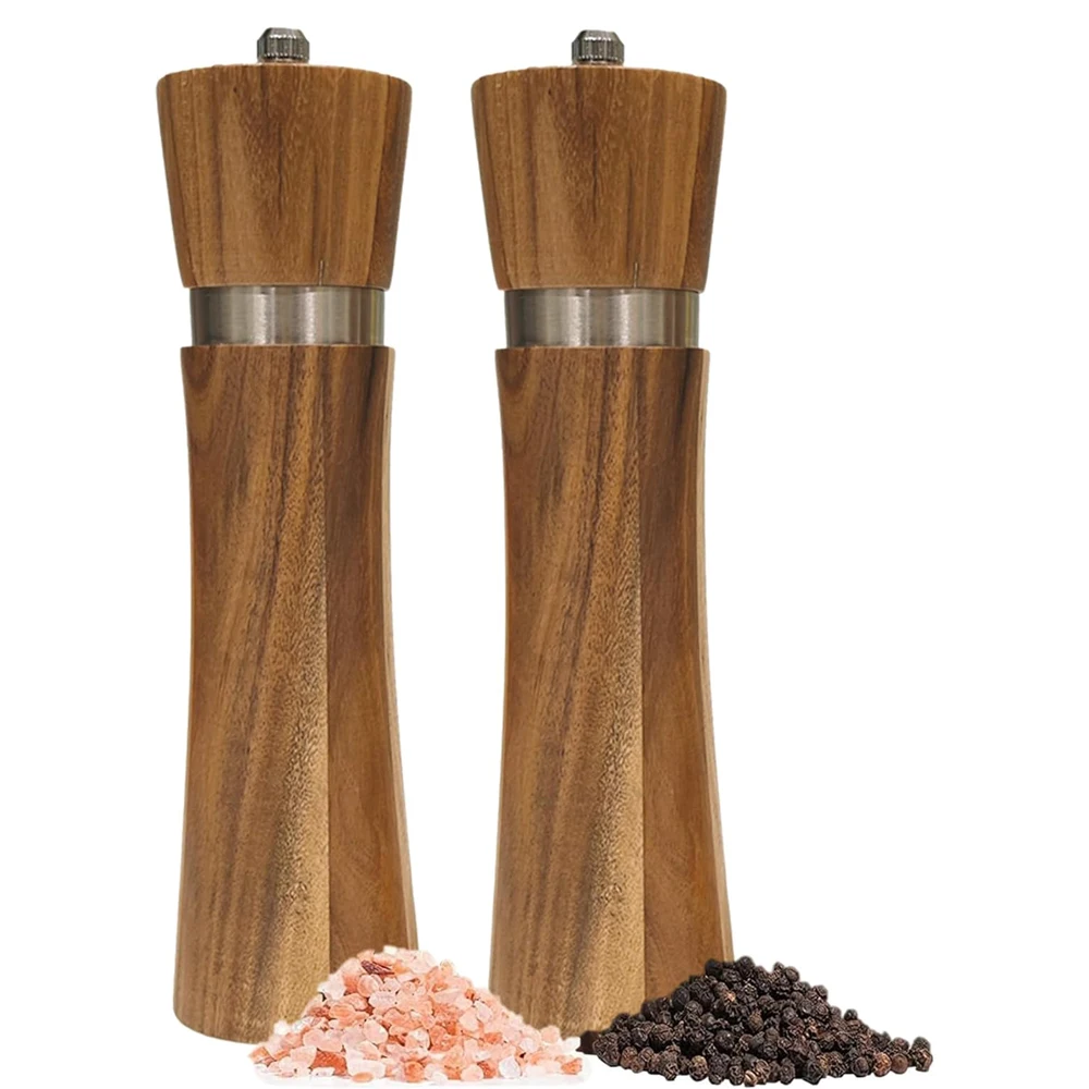 BST Acacia wood pepper grinder with ceramic core wooden salt and pepper grinder set & shakers