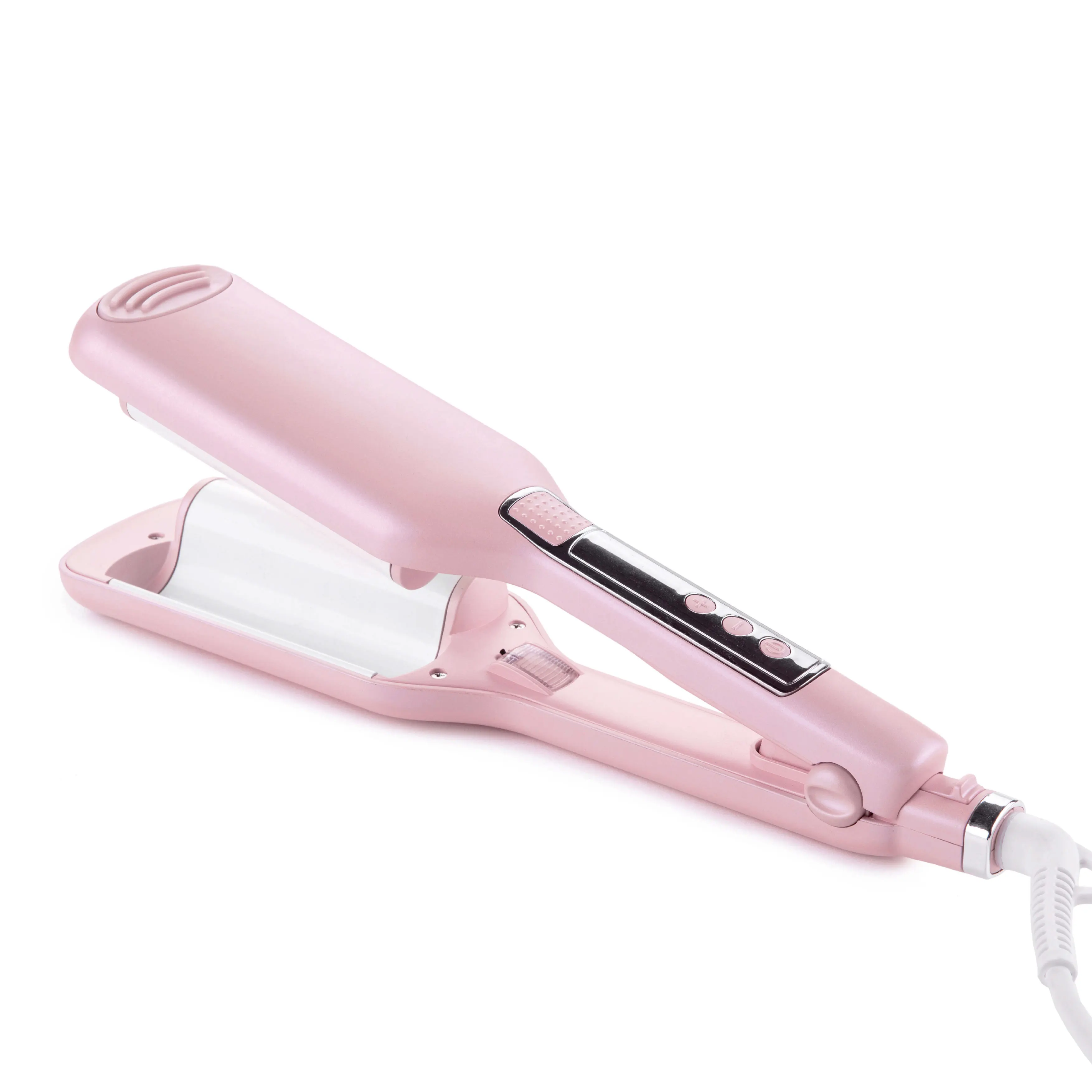 dropshipping private logo two barrel prefessional pink ceramic curling iron easy egg wavy ion ceramic hair curler machine