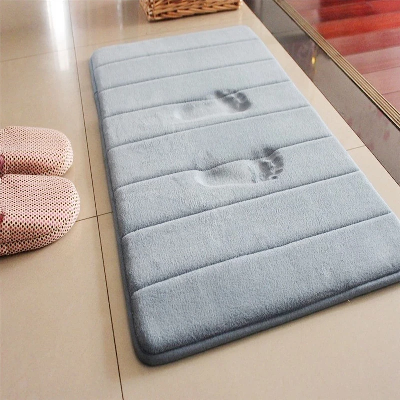  Home Bath Mat Coral Fleece Bathroom Carpet Water Absorption Non-slip Memory Foam Absorbent Washable Rug Toilet