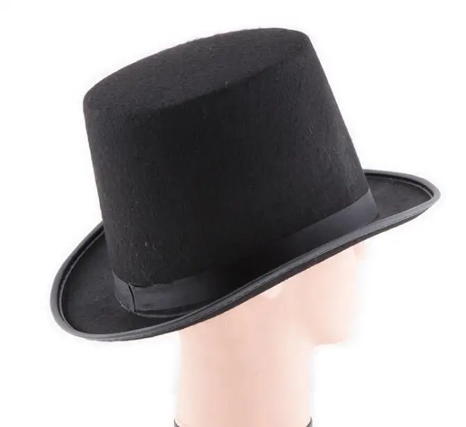 
Black Satin Top Hat Magician Felt Top Hat Halloween Hat for sale from factory directly 