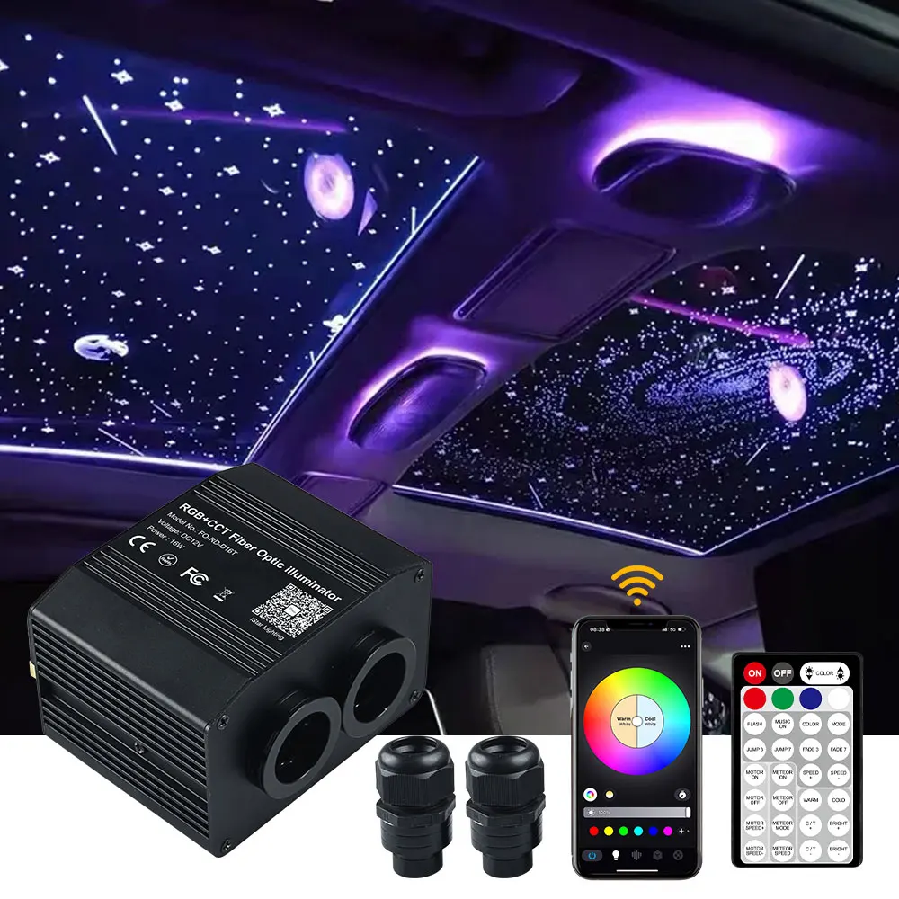 New Product 16W Twinkle RGB+CCT LED Fiber Optic illuminator Engine App And Remote Control For Car/Home Roof  Star Ceiling Light
