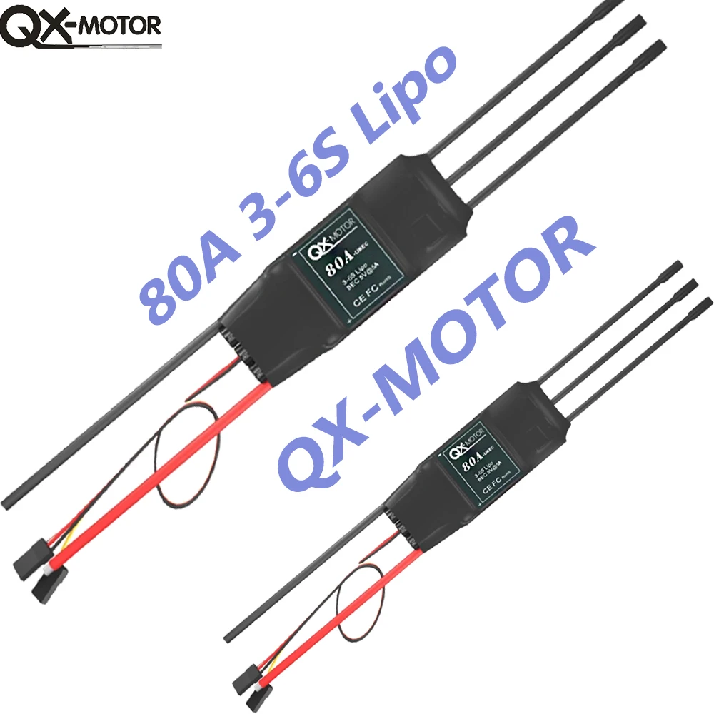 QX-MOTOR 80A 3-6S Brushless ESC with 5v BEC for 64mm 70mm EDF Model Fixed-Wing Aircraft RC Parts & Accs
