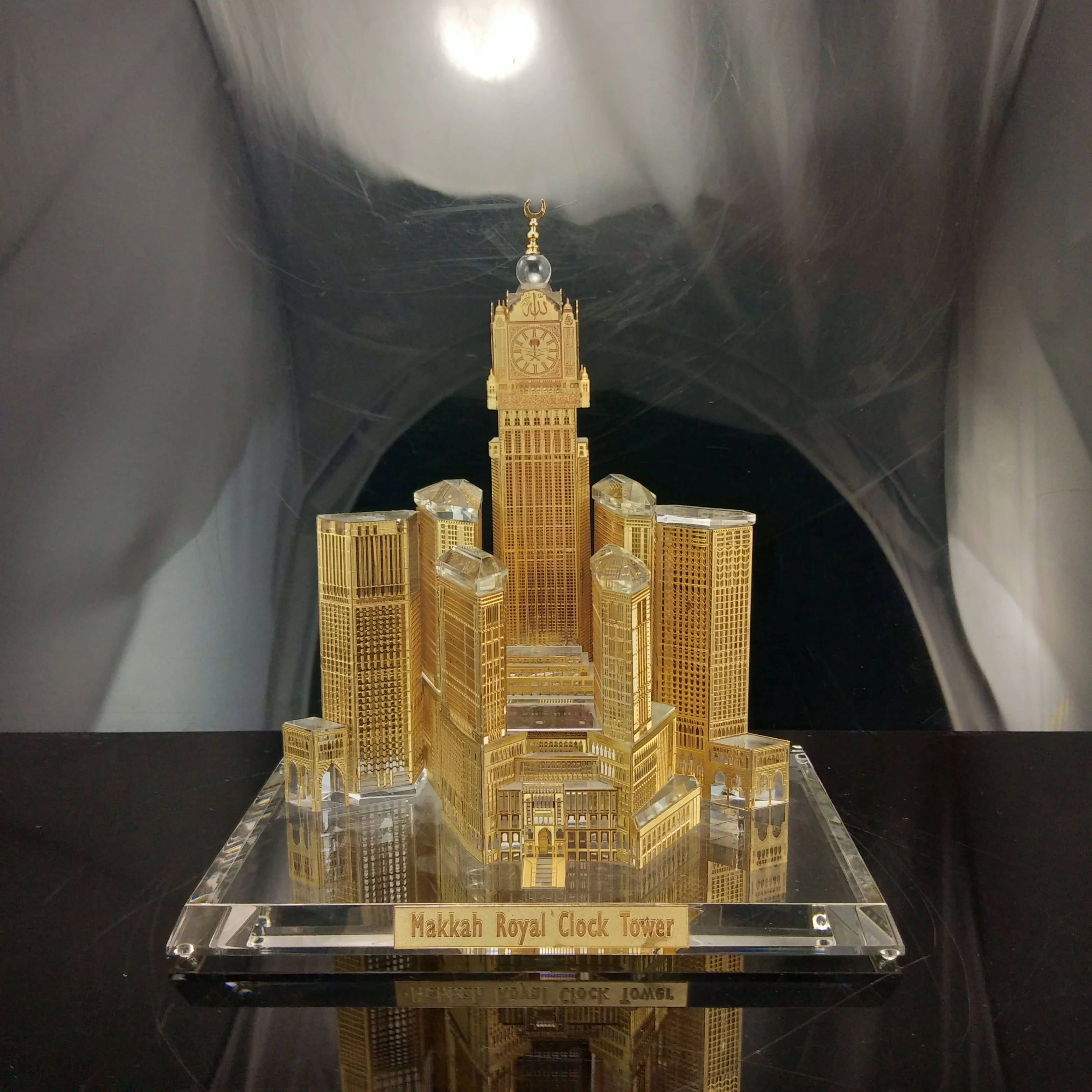 Islamic Crystal Glass Building Model Table Decorations Crystal Mosque Kabba Building Model For Gifts JB052