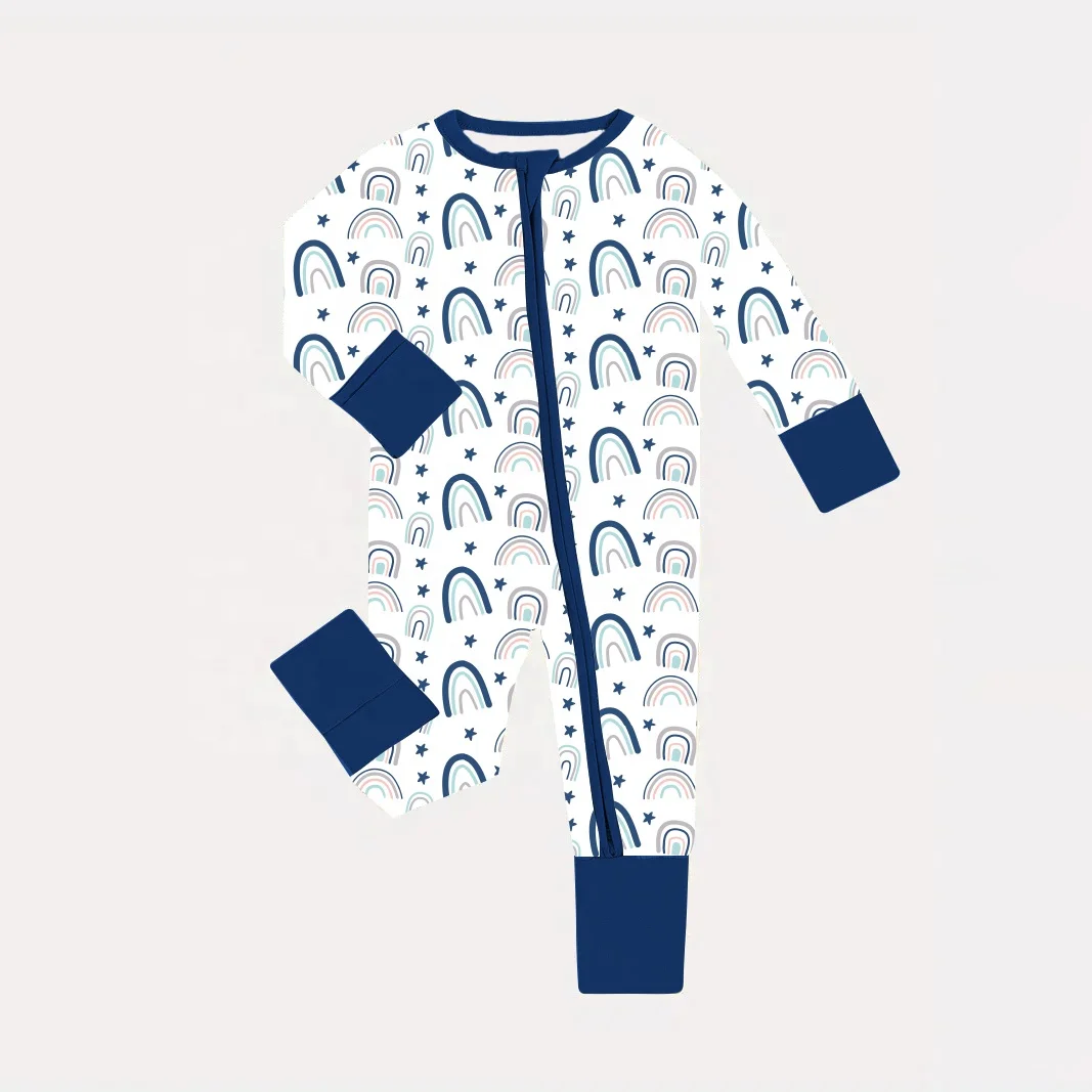 Childish Night Sky Space Stars Planets Crescent Kids Zipper Baby Clothes Zip Romper Newborns