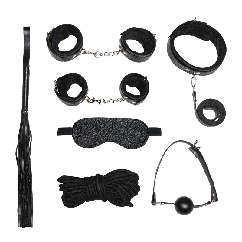 7pcs  black red bondage gear bdsm japanese bondage suit adult kit bondage red