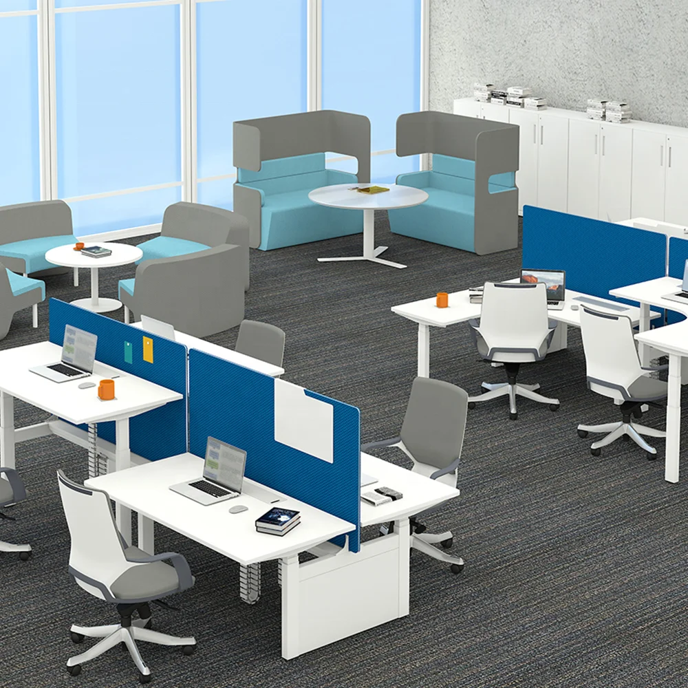 Office Workstation Partition Factory Computer Desk Manufacturer2 4 6 8 Person Sit  Height Adjustable Laptop Desk Oem Design