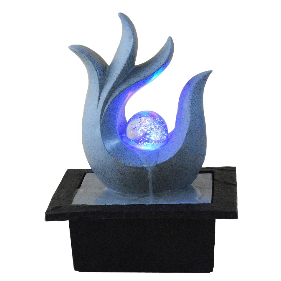 color changing crystal ball abstract sculpture water fountain indoor