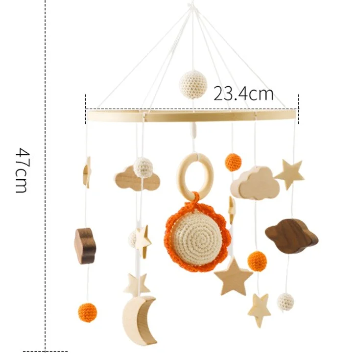 2-in-1 Baby Mobile Toy with Arm Holder Wooden Beads Stars Bed Hanger Nursery Decor for Boys & Girls Perfect Baby Shower Gift