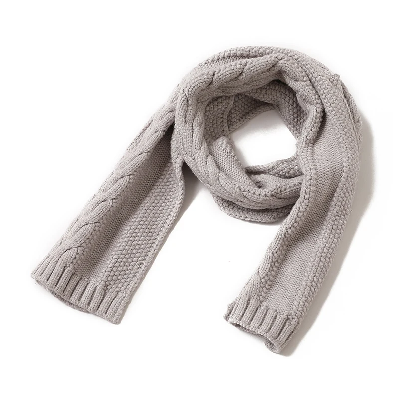 Women Soft Knitted Scarf Beige Twist Soild Shawl Scarves Warm Wear for Autumn Ffashion Apparel