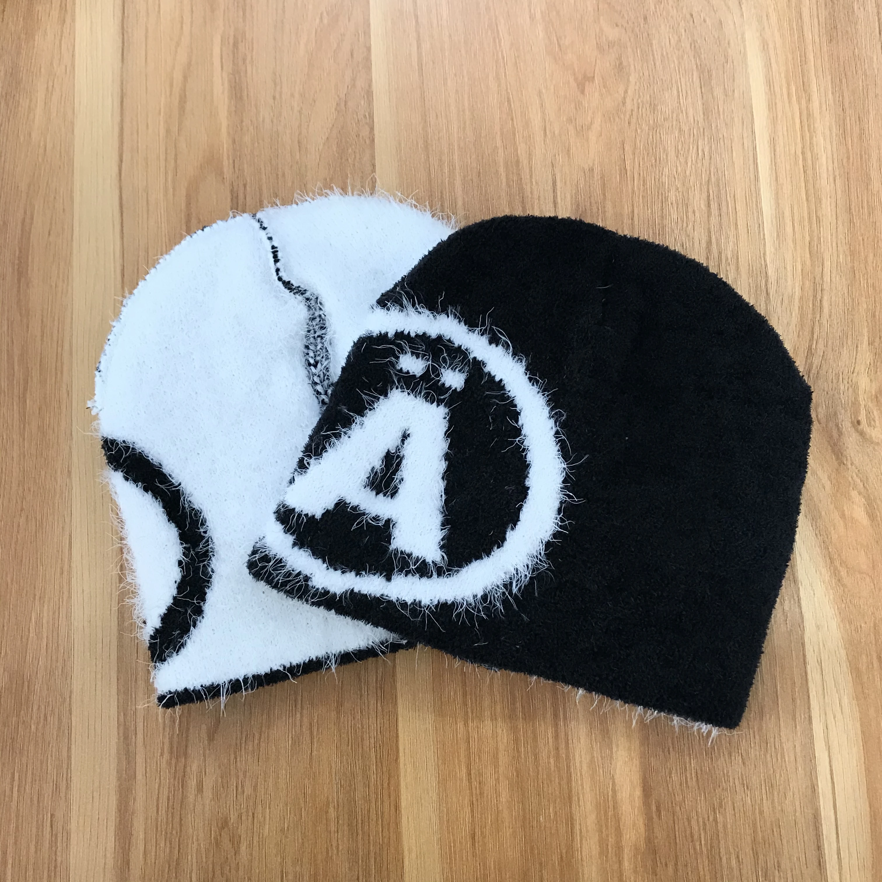 Classic Custom Your Own Logo Mohair Beanies Jacquard Knitted Hats Wholesale Warm Hat