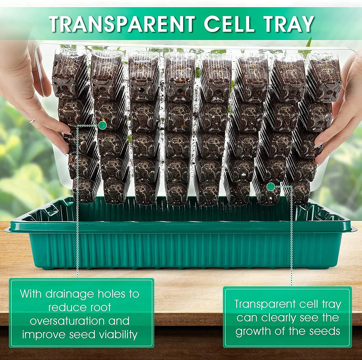 Mini Greenhouse Germination Kit Waterpoof Hydroponic High Humidity Dome 48 Cells Seedling Starter Tray with LED Grow Light