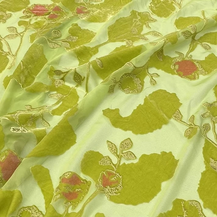Direct sales from China factory wholesale price 10mm pure silk velvet Suzhou garden style rotten flower fabric for clothing