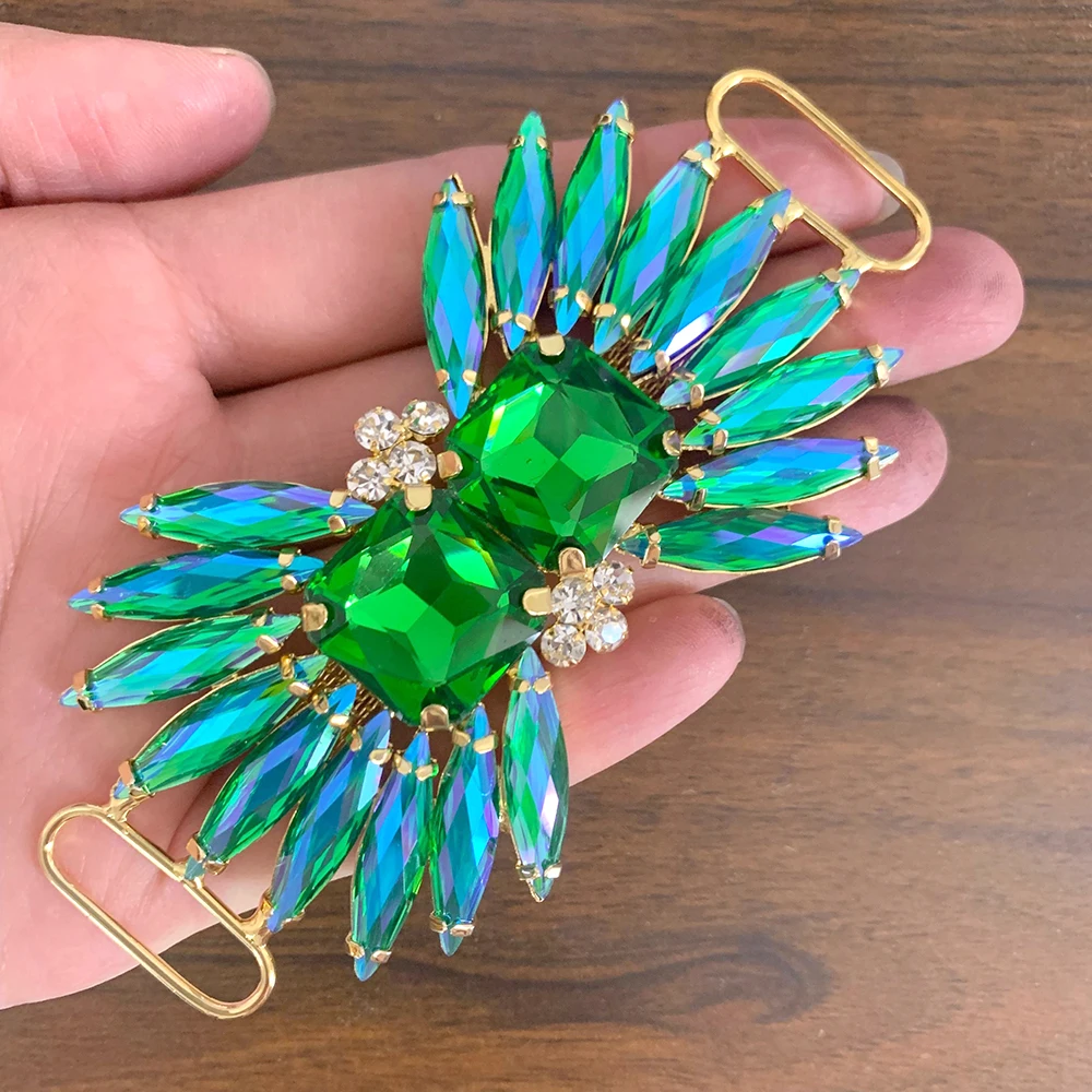 Rhinestone Applique Crystal AB Flower Sew on Rhinestones with Connectors Buckle Glass Rhinestone trim belt for Bikini Dress