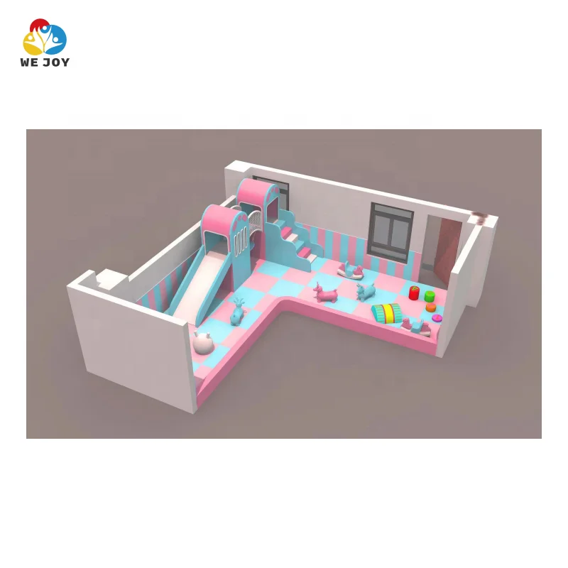 Wejoy play design pastel indoor school soft play set white with pink soft play equipment for kids playroom