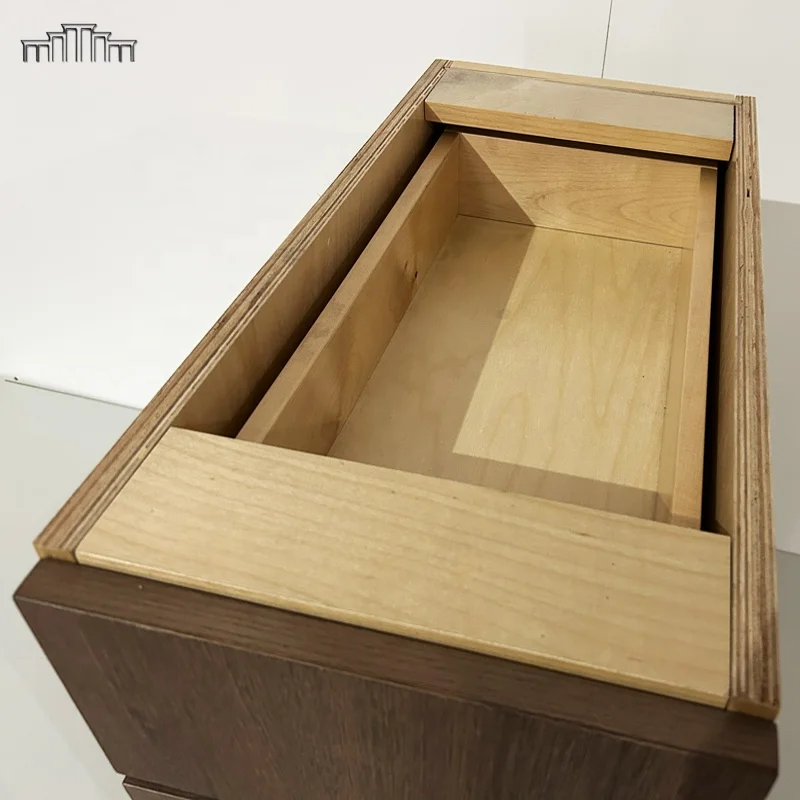 Modern European Style Frameless Structure MDF Veneer/Melamine Cabinets Slab Door Kitchen Base Cabinets for American Apartment