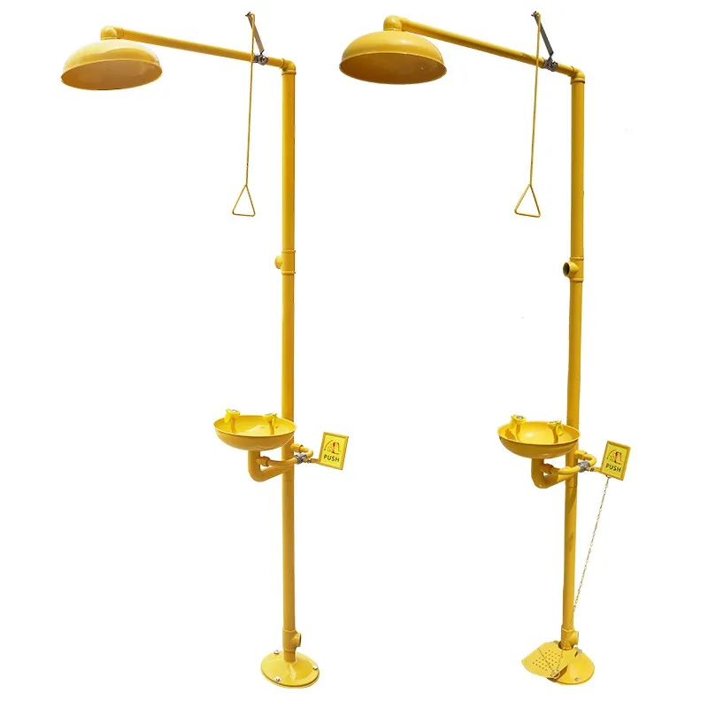 Yellow ABS coating 304 Stainless steel compound emergency eyewash and shower