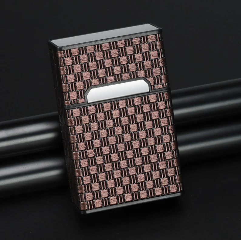 Cigarette Case Fashion Pattern 20pcs Capacity Alloy Portable Leather Cigarette Storage Case Wholesale men Plastic Cigarette Box