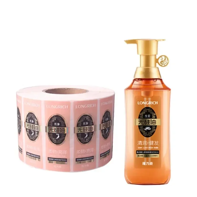 Custom Gold Foil Skincare Adhesive Stickers Waterproof Cosmetics Label for Body Cream Lotion Bottle Shampoo Printing Packaging