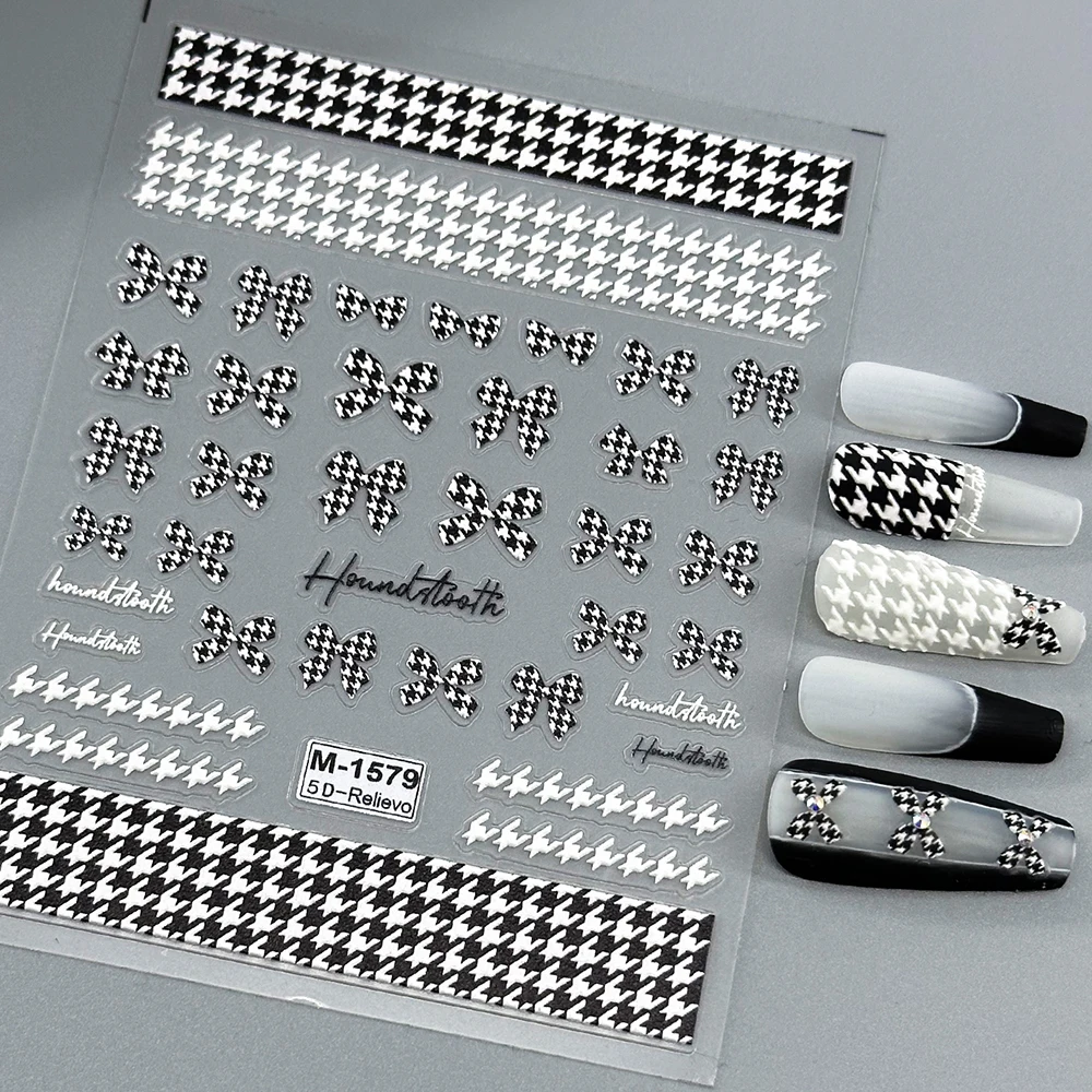 Nail Decal Wholesale Free Samples Nail Stickers Checker Bowknot Valentines Sticker for Nail