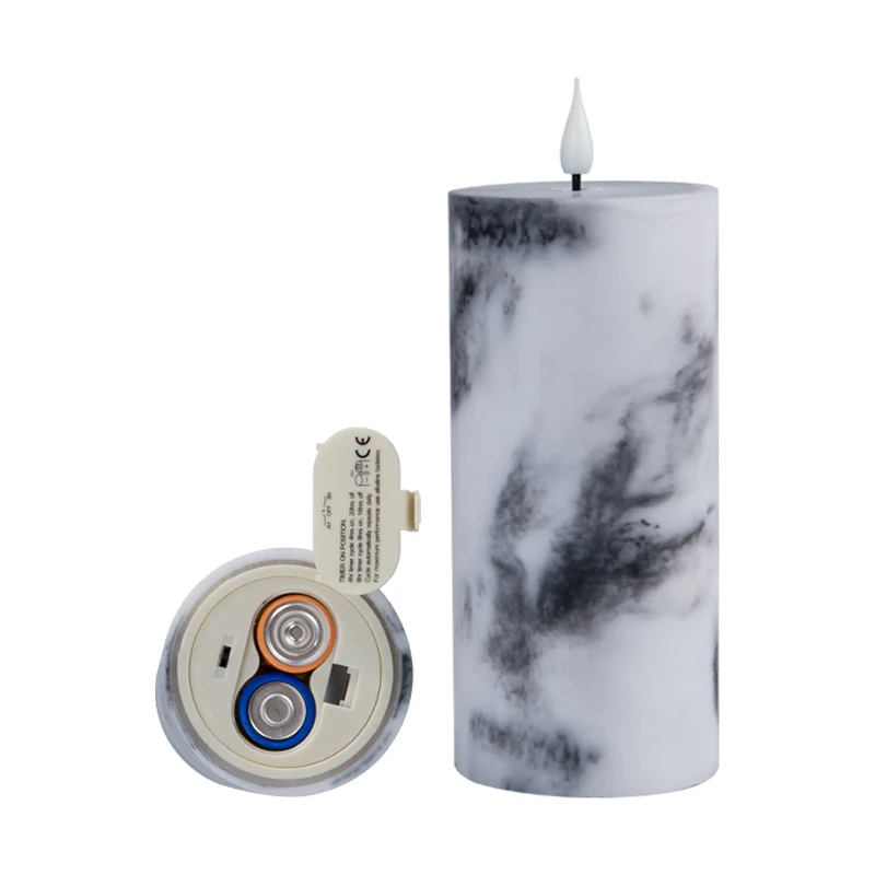 Customizable Black Marble Surface LED Candle with 3D Moving Flame High Purchase Rate Wick Timer Home Use Patented Logo Accepted