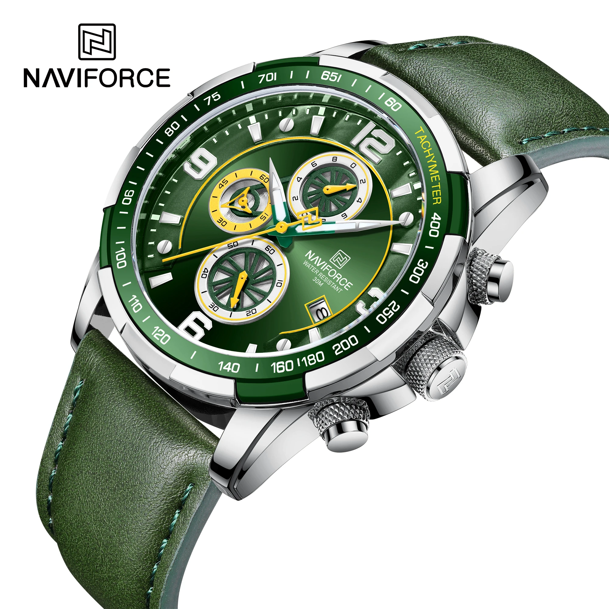 Новый Naviforce часы для мужчин модные светящиеся стрелки Календарь Водонепроницаемые Часы 6-контактный переходник с внутренней кварцевый механизм спортивные мужские 8020