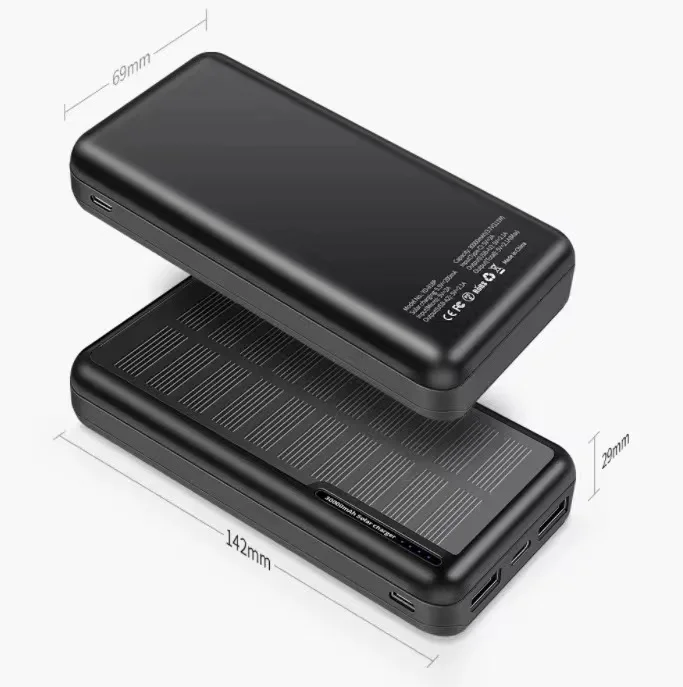 Portable 30000mah Capacity Polymer Lithium Battery Daul Usb Type-c Solar Power Bank Wth Eco Friendly Materias