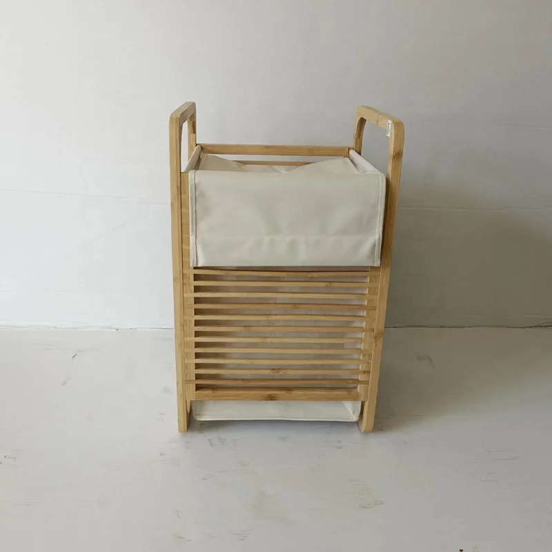 Bamboo Laundry Rack Bathroom Laundry Hamper Clothes Basket BSCI Factory