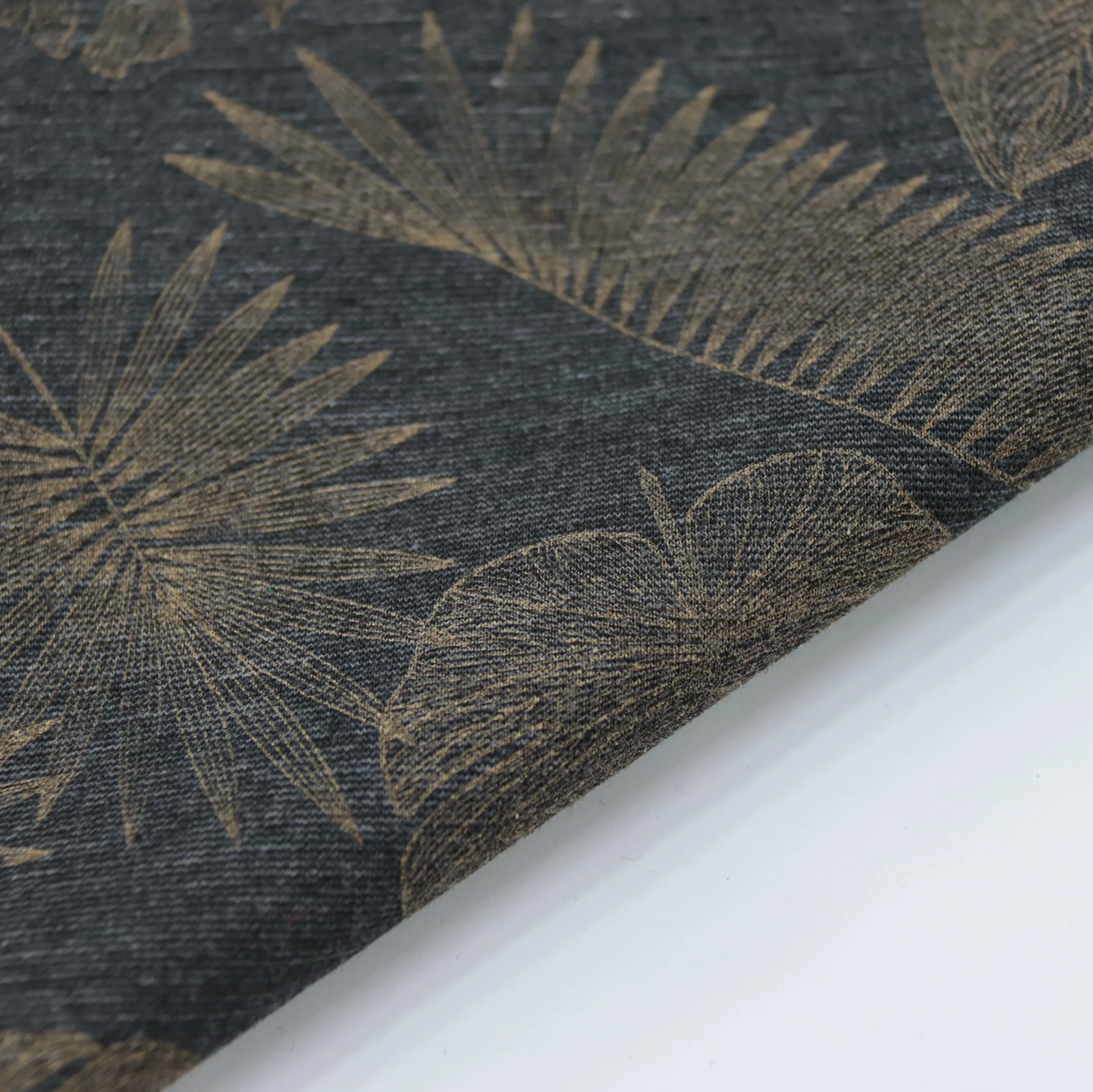
Hot Sell Nylon Rayon Spandex Ponte Roma Knitting Printed Gold Foil Fabric Leaf pattern 335gsm for pants 