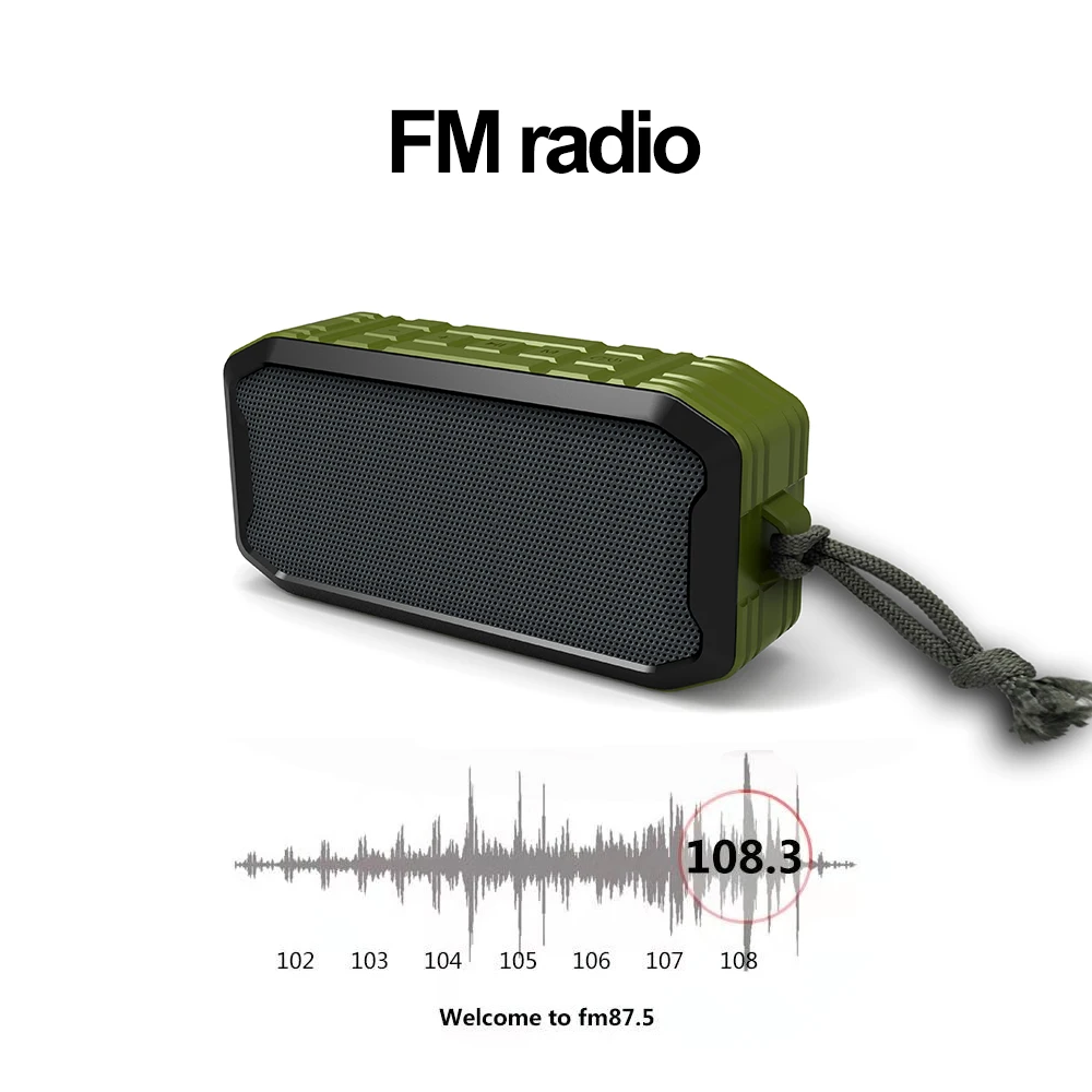 IPX 7 водонепроницаемый беспроводной портативный динамик с FM-радио стерео большой емкости перезаряжаемая батарея