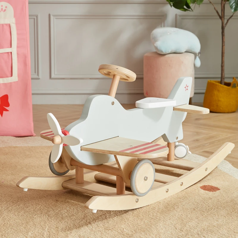 Asweets Toddler  Rocking House Kids Plane Wooden Raiding Horse Toy