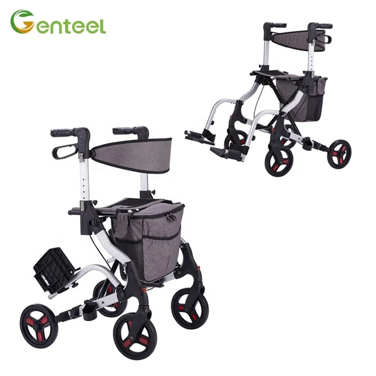 Aluminum Rollator Walker With Seat Lightweight New Design Rollator Folding Rollator With Footrest For Adult