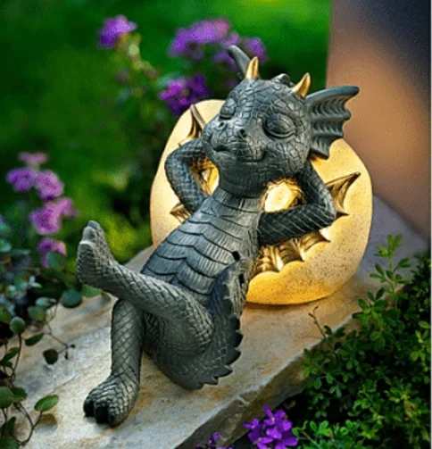 Dragon Polyresin Solar Lawn Light Polychrome Solar Garden Light Lawn Outdoor Waterproof Landscape