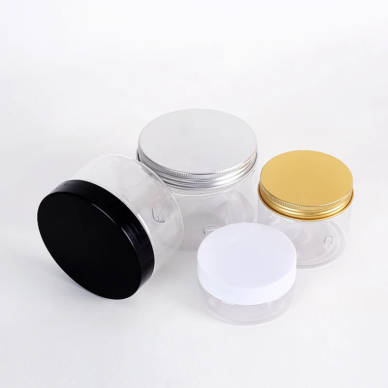 100ML 200ML 300ML 500ML pet transparent bottle cosmetic container food grade plastic jar with gold lids 150ml 250ml 600ml 1000ml
